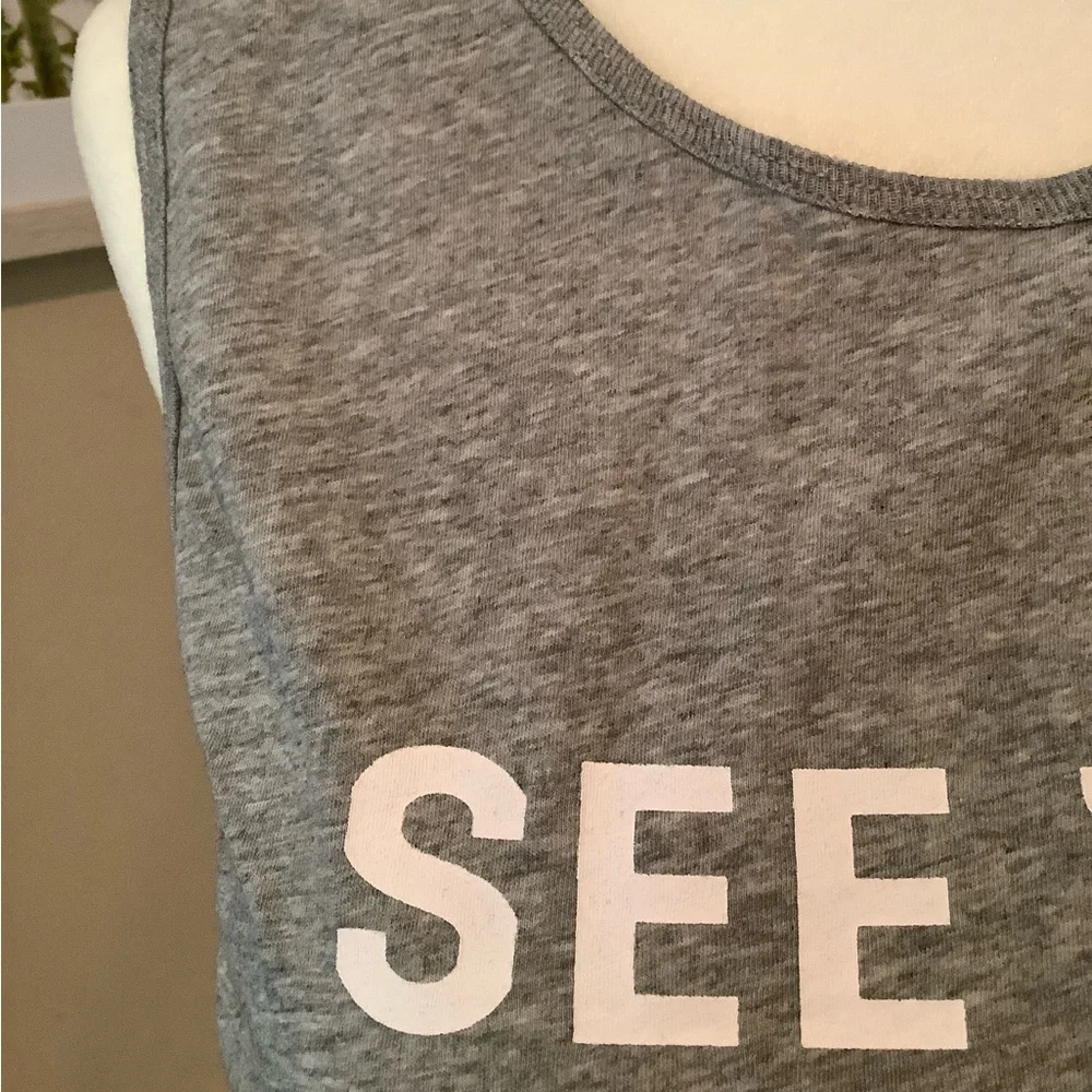 See You at the Pool Tank Too Grey Bando Sleeveless Muscle Top Grey NWT - Picture 4 of 7